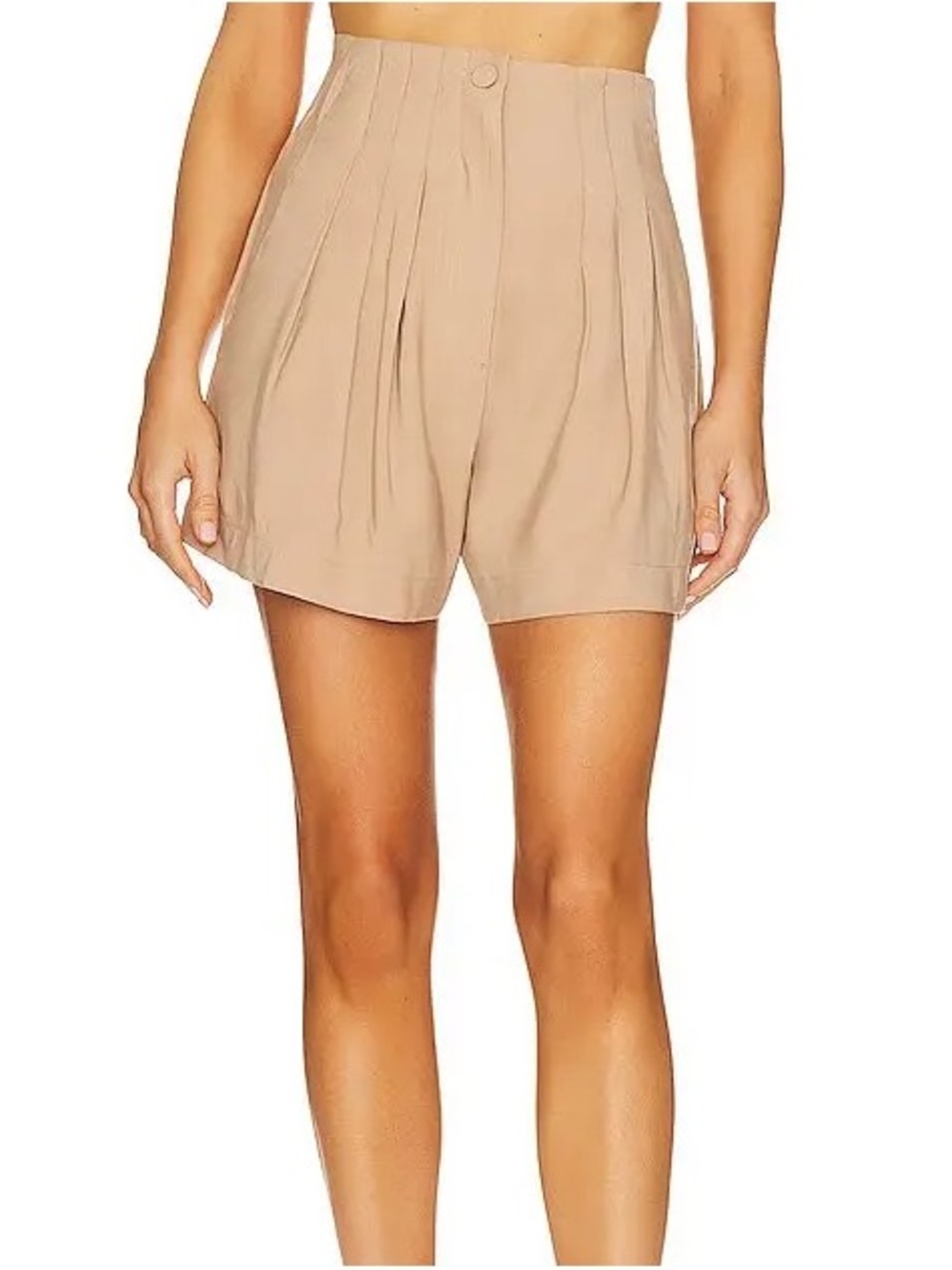 Sabina Musayev High-Waist Pleated Tailored Shorts - Beige